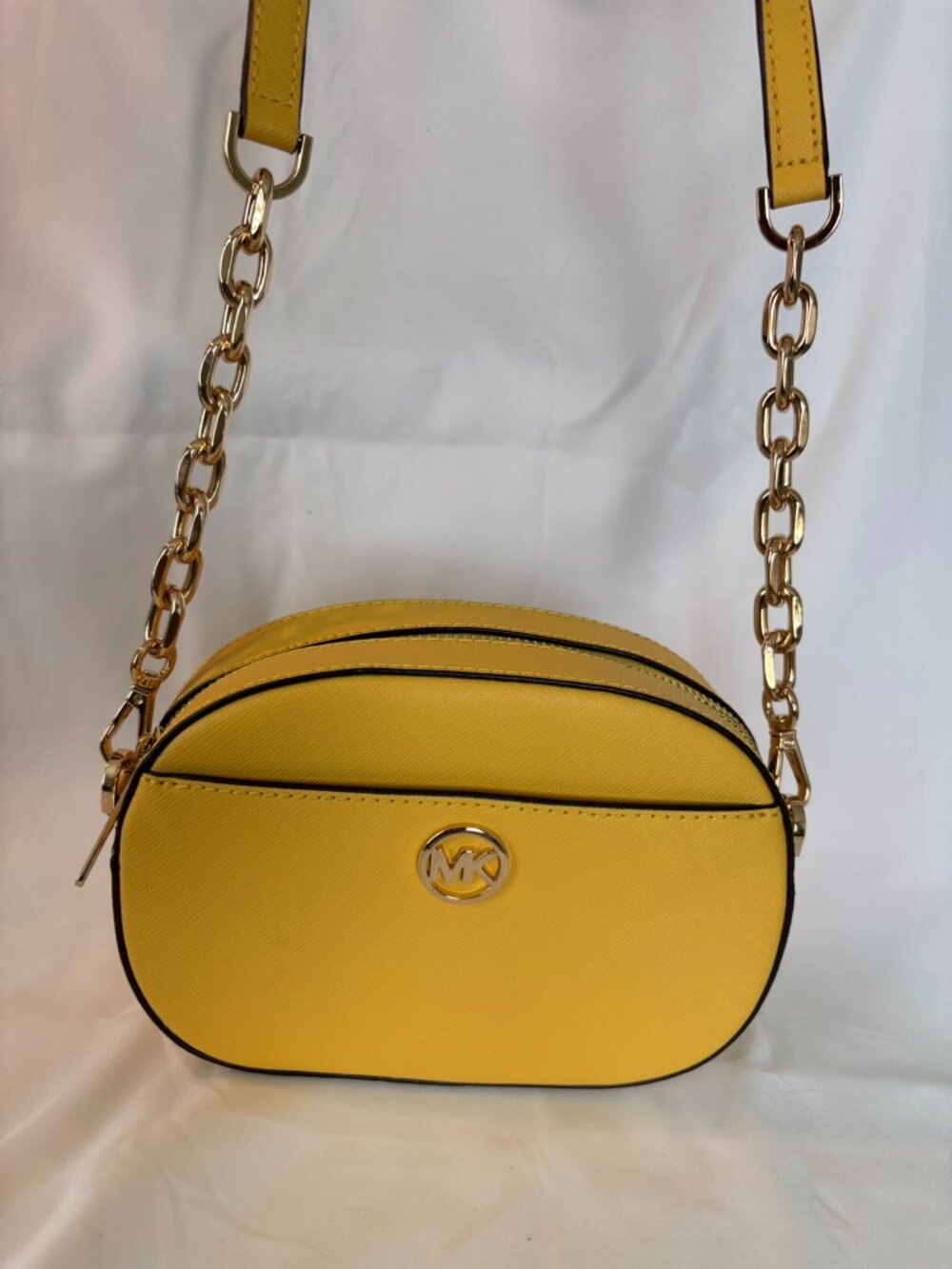 Michael Kors Yellow Saffiano Leather Crossbody Gold Chain